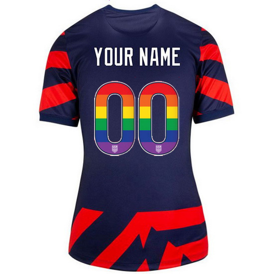 Away Customized 2021 Women's Stadium Rainbow Number Jersey