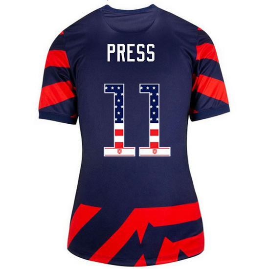 Navy/Red #11 Christen Press 2021/22 Women's Stadium Jersey Independence Day