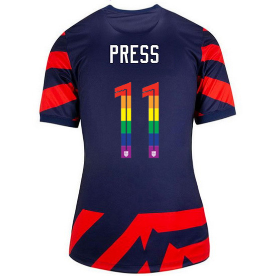 USA Navy/Red #11 Christen Press 21/22 Women's Stadium PRIDE Jersey