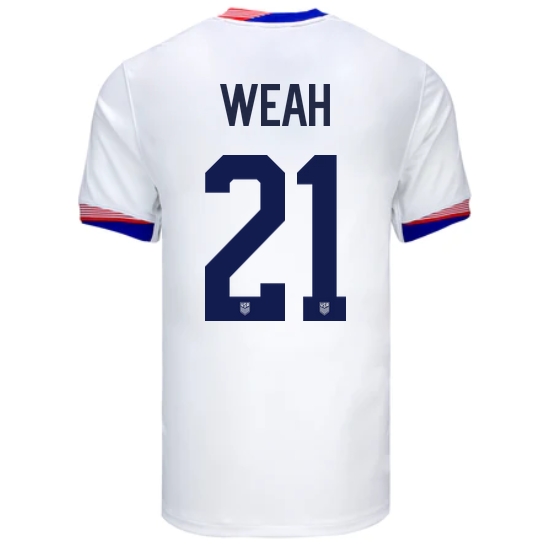 USA Tim Weah 2024 Home Men's Stadium Soccer Jersey