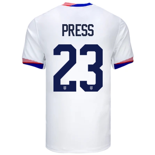 USA Christen Press 2024 Home Men's Stadium Soccer Jersey