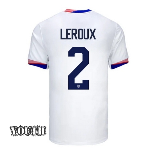 USA Sydney Leroux 2024 Home Youth Stadium Soccer Jersey