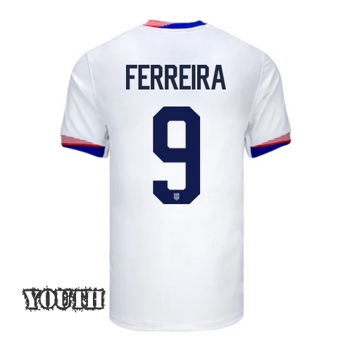 USA Jesus Ferreira 2024 Home Youth Stadium Soccer Jersey
