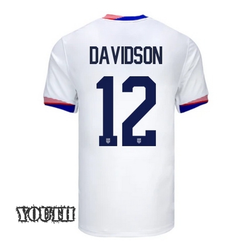 USA Tierna Davidson 2024 Home Youth Stadium Soccer Jersey