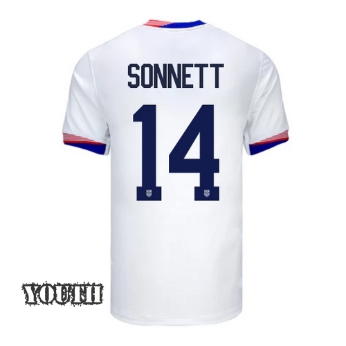 USA Emily Sonnett 2024 Home Youth Stadium Soccer Jersey