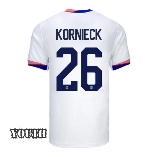 USA Taylor Kornieck 2024 Home Youth Stadium Soccer Jersey