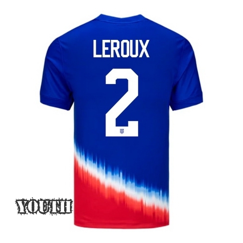 USA Sydney Leroux 2024 Away Youth Stadium Soccer Jersey