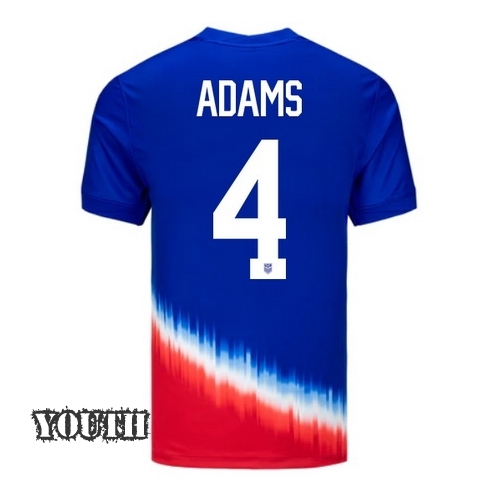USA Tyler Adams 2024 Away Youth Stadium Soccer Jersey
