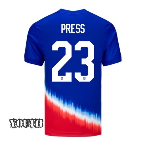 USA Christen Press 2024 Away Youth Stadium Soccer Jersey