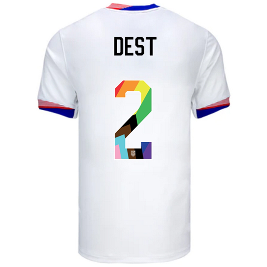 USA 2024/25 Sergino Dest Home Pride Men's Soccer Jersey