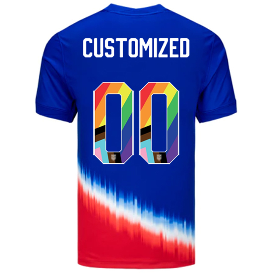 USA 2024/25 Customized Away Pride Men's Soccer Jersey