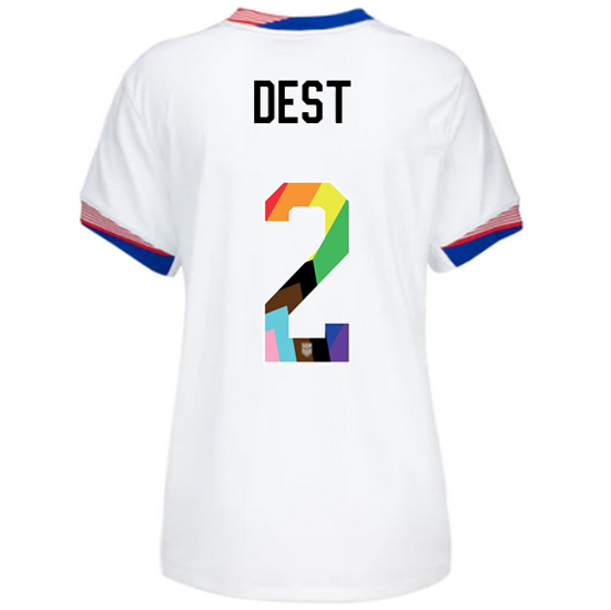 USA 2024/25 Sergino Dest Home Pride Women's Soccer Jersey
