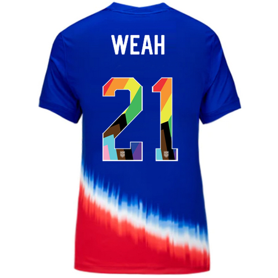 USA 2024/25 Tim Weah Away Pride Women's Soccer Jersey