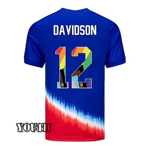 USA 2024/25 Tierna Davidson Away Pride Youth Soccer Jersey