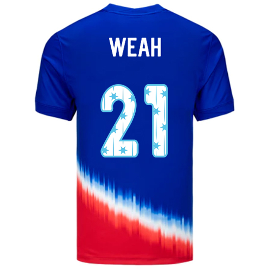 USA 2024/25 Tim Weah Away Men's Jersey Stars Number