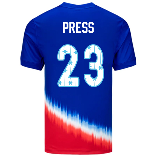 USA 2024/25 Christen Press Away Men's Jersey Stars Number
