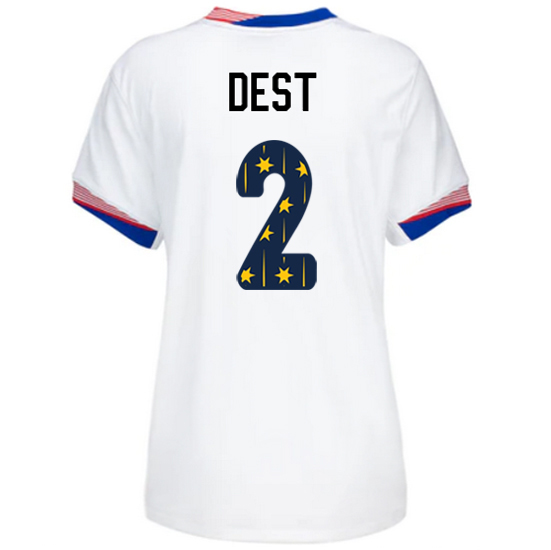 USA 2024/25 Sergino Dest Home Women's Jersey Stars Number