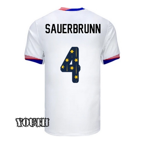 USA 2024/25 Becky Sauerbrunn Home Youth Jersey Stars Number