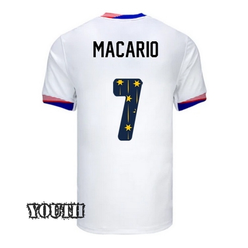 USA 2024/25 Catarina Macario Home Youth Jersey Stars Number