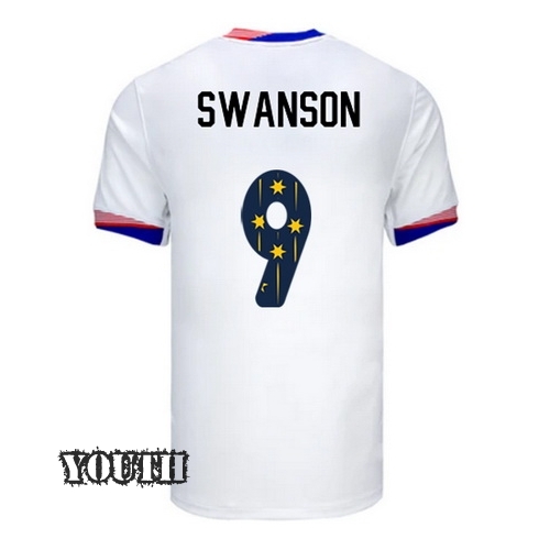 USA 2024/25 Mallory Swanson Home Youth Jersey Stars Number