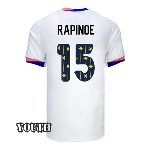 USA 2024/25 Megan Rapinoe Home Youth Jersey Stars Number