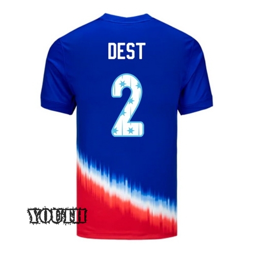 USA 2024/25 Sergino Dest Away Youth Jersey Stars Number