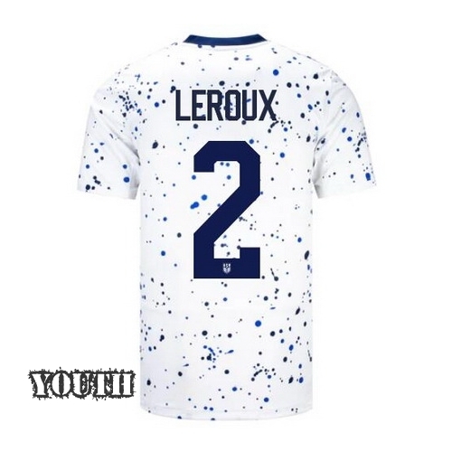 USA Sydney Leroux 2023 Home Youth Stadium Soccer Jersey