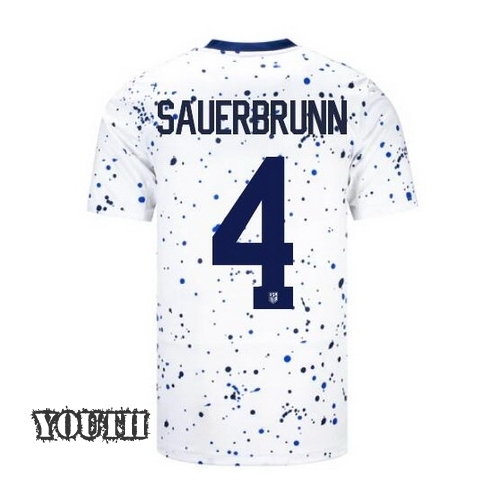 USA Becky Sauerbrunn 2023 Home Youth Stadium Soccer Jersey
