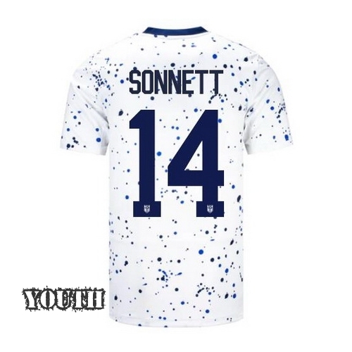 USA Emily Sonnett 2023 Home Youth Stadium Soccer Jersey