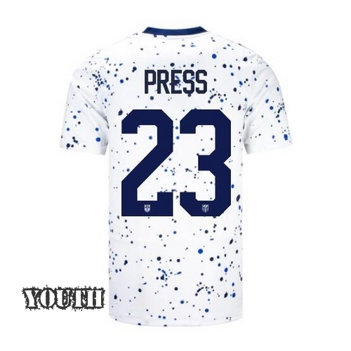 USA Christen Press 2023 Home Youth Stadium Soccer Jersey