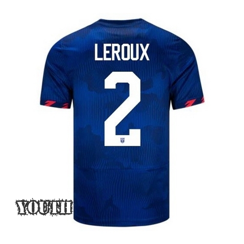USA Sydney Leroux 2023 Away Youth Stadium Soccer Jersey