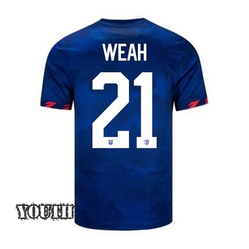 USA Tim Weah 2023 Away Youth Stadium Soccer Jersey