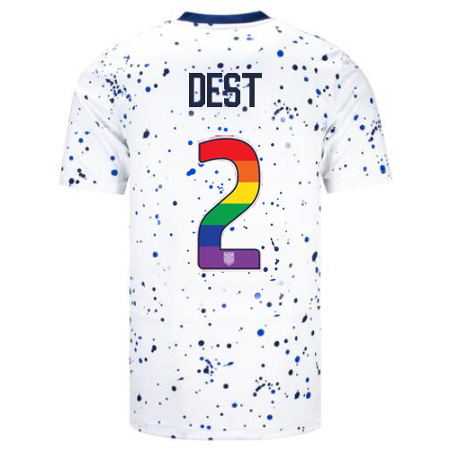 USA Sergino Dest 2023/24 Home Men's Jersey Rainbow Number