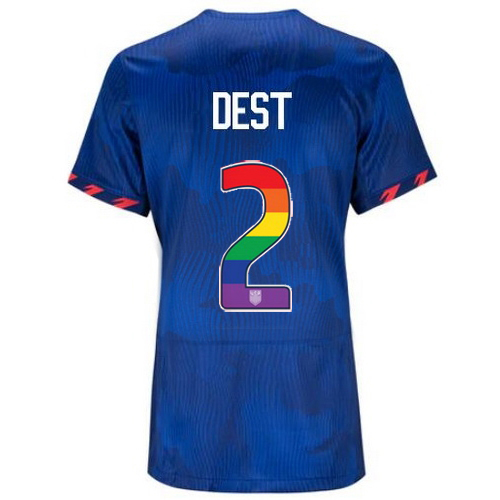 USA Sergino Dest 2023/24 Away Women's Jersey Rainbow Number