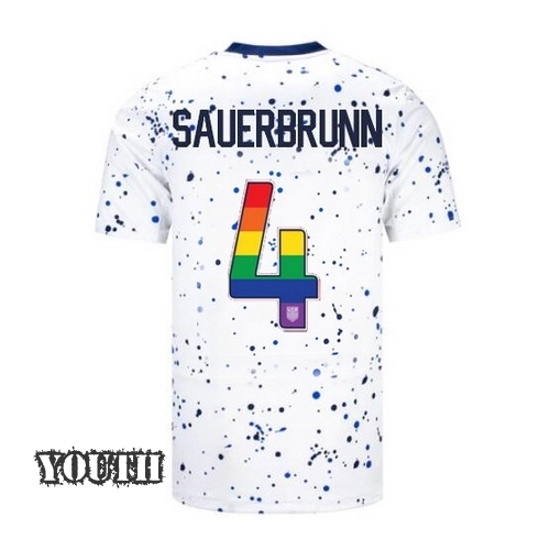 USA Becky Sauerbrunn 2023/24 Home Youth Jersey Rainbow Number