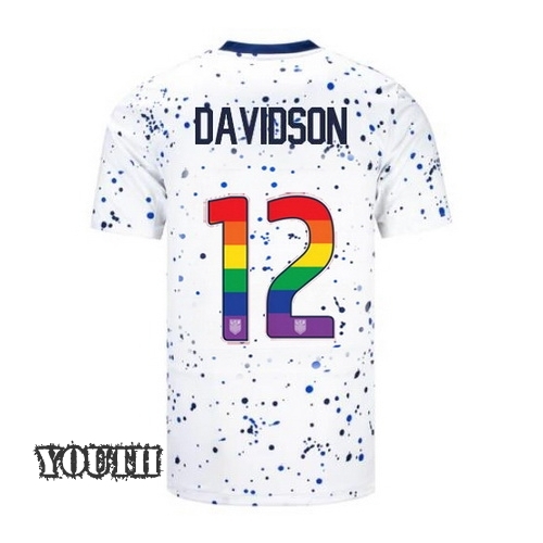 USA Tierna Davidson 2023/24 Home Youth Jersey Rainbow Number