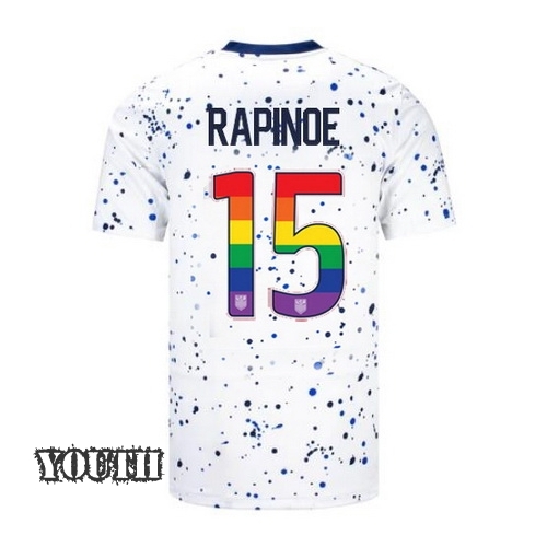 USA Megan Rapinoe 2023/24 Home Youth Jersey Rainbow Number
