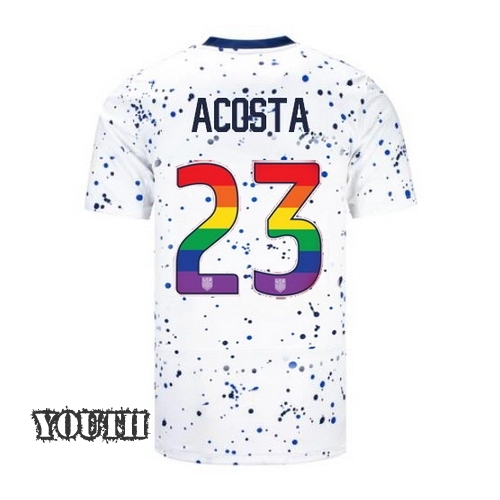 USA Kellyn Acosta 2023/24 Home Youth Jersey Rainbow Number