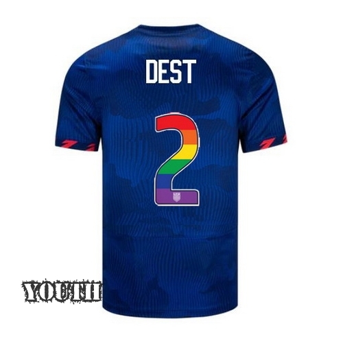 USA Sergino Dest 2023/24 Away Youth Jersey Rainbow Number