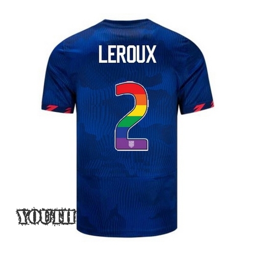 USA Sydney Leroux 2023/24 Away Youth Jersey Rainbow Number