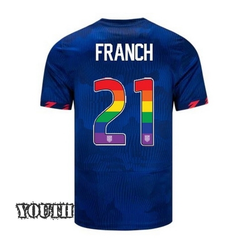 USA Adrianna Franch 2023/24 Away Youth Jersey Rainbow Number