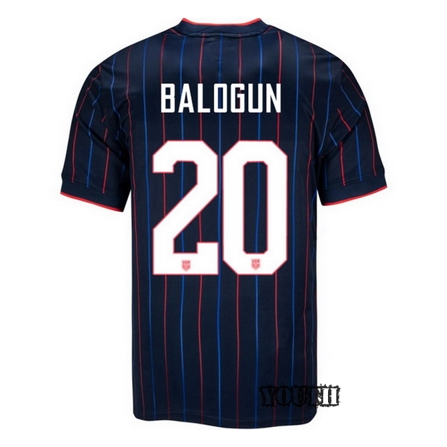 USA 2025 Folarin Balogun Away Youth Soccer Jersey