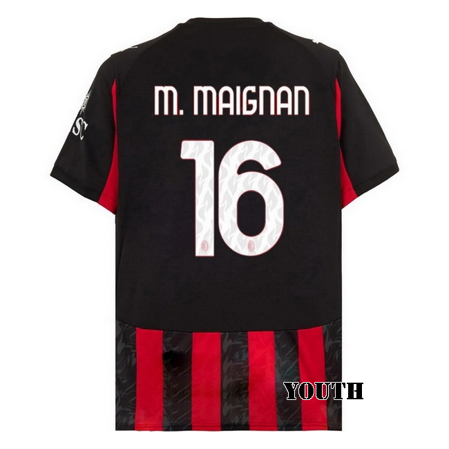 2025/26 Mike Maignan #16 Home Youth Soccer Jersey