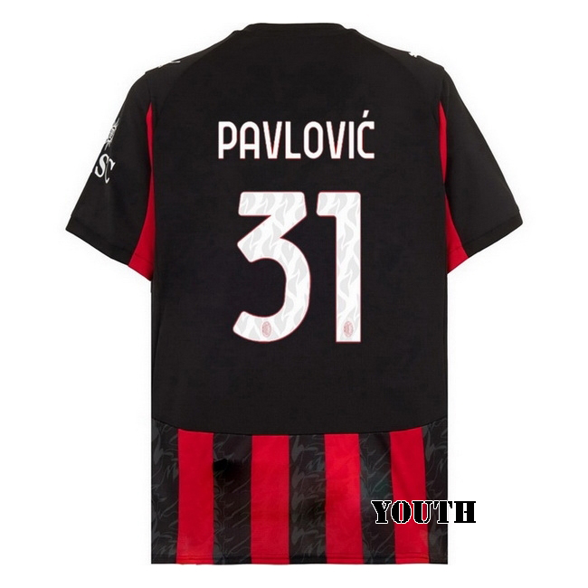 2025/26 Strahinja Pavlovic #31 Home Youth Soccer Jersey