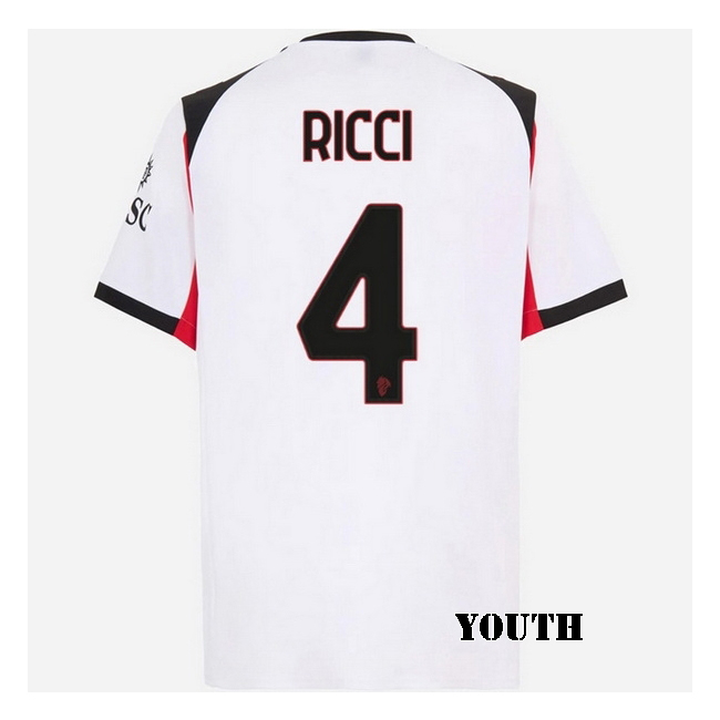 2025/26 Samuele Ricci #4 Away Youth Soccer Jersey