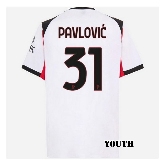 2025/26 Strahinja Pavlovic #31 Away Youth Soccer Jersey