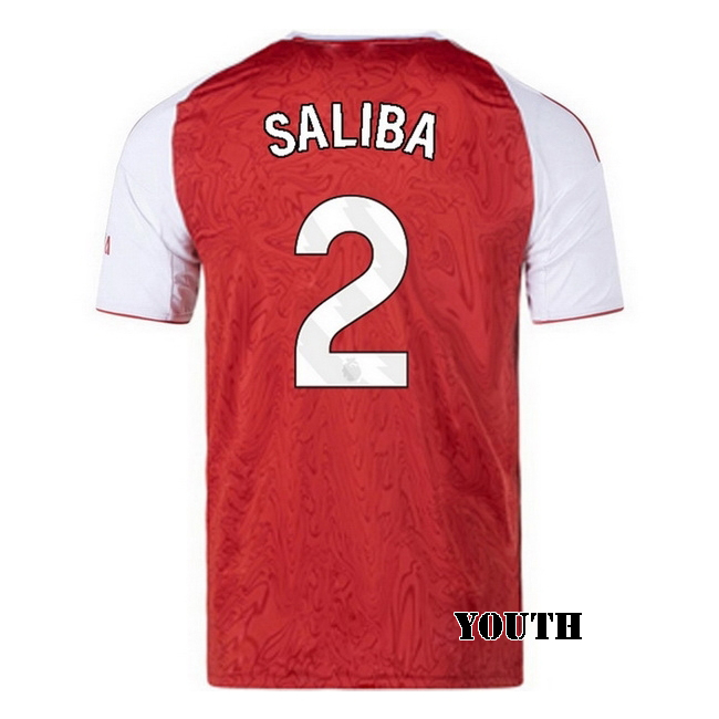 2025/26 William Saliba #2 Home Youth Soccer Jersey