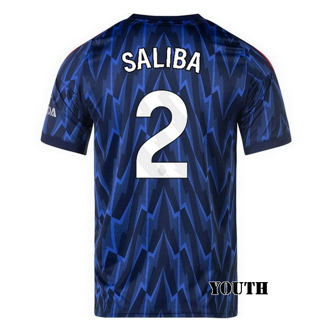 2025/26 William Saliba #2 Away Youth Soccer Jersey