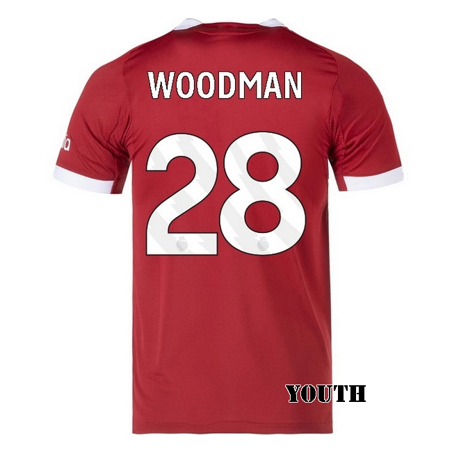 2025/26 Freddie Woodman #28 Home Youth Soccer Jersey