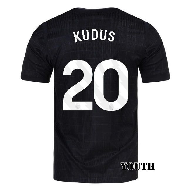 2025/26 Mohammed Kudus #20 Away Youth Soccer Jersey